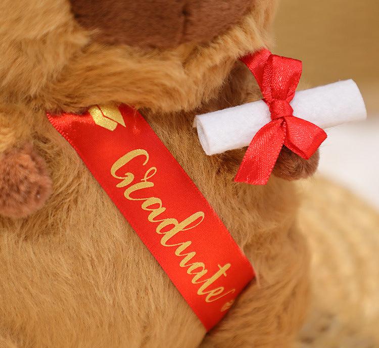 Capybara Doll(Graduation Style Brown) - Cute Plush Toy Graduation Gift