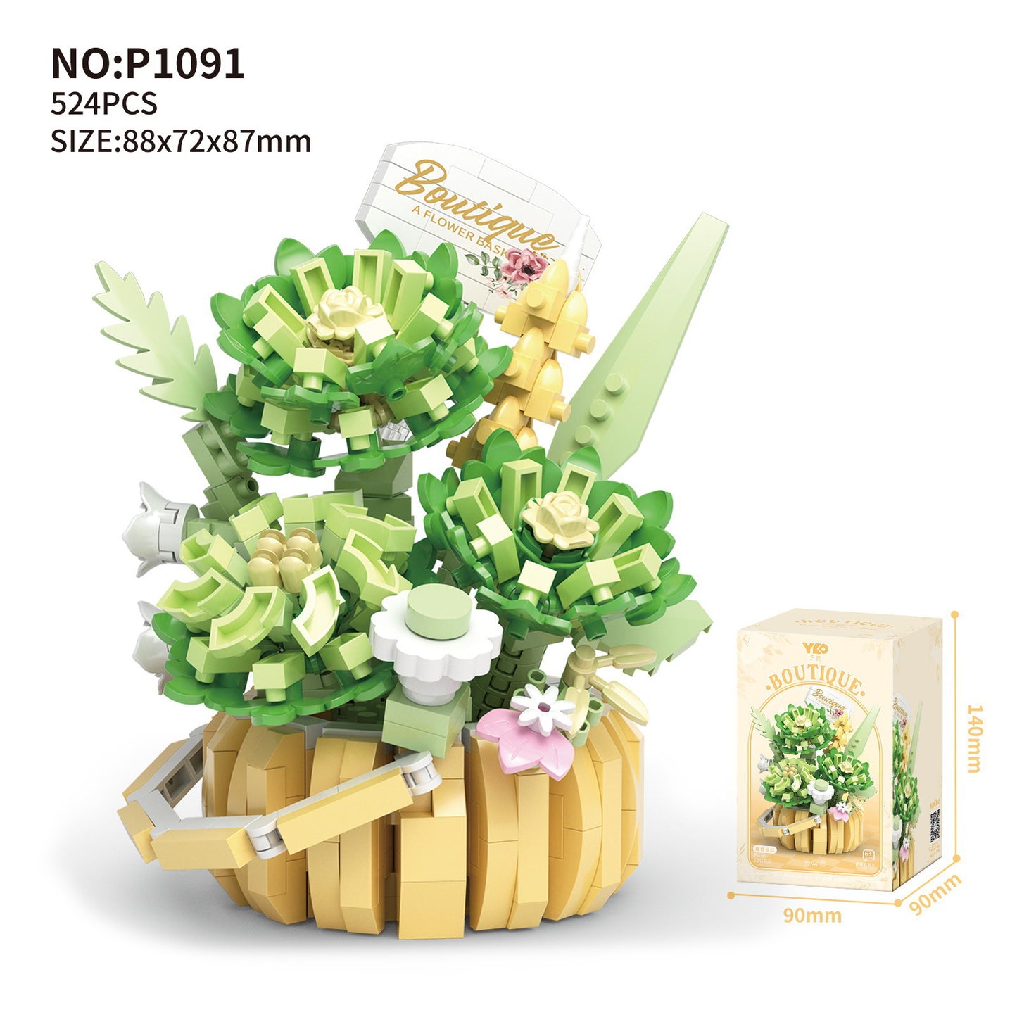 Dahlia Basket - Mini Bricks Flower Building Blocks Toys