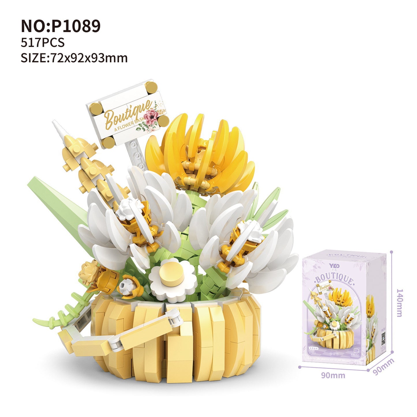 Chrysanthemum Basket - Mini Bricks Flower Building Blocks Toys